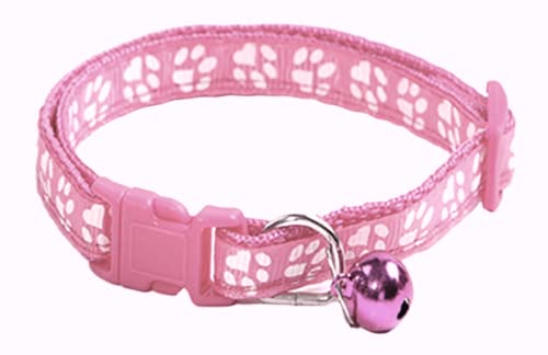 Pet Palace Niedliches verstellbares Hunde- oder Welpenhalsband mit Pfotenabdruck, für kleine bis XXS kleine Hunde in Rosa, Rot, Schwarz, Blau, Hundehalsband, Rosa von Pet Palace