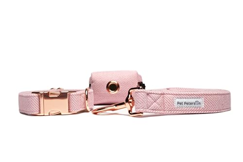 Pet Peterson Hundehalsband und Leine, 3-teiliges Set, Halsband, Leine und Taschenhalter (L, Paris) von Pet Peterson