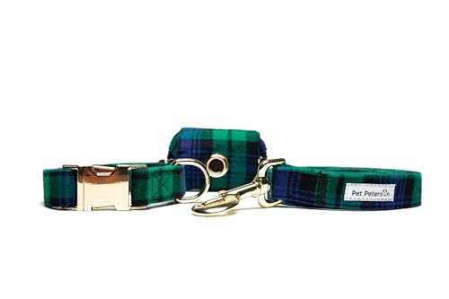 Pet Peterson Hundehalsband und Leine, 3-teiliges Set, Halsband, Leine und Taschenhalter (M, Dublin) von Pet Peterson