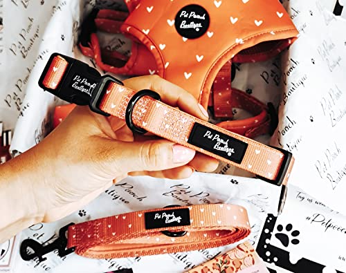 Hundehalsband, Apricot Hearts, Größe L von Pet Pooch Boutique