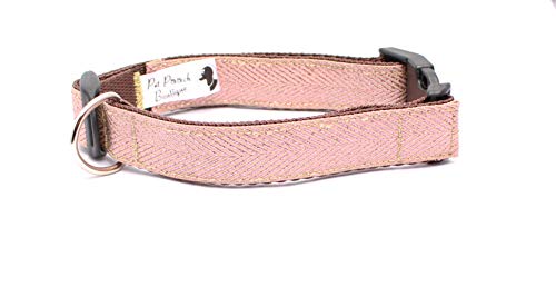 Pet Pooch Boutique Hundehalsband, Fischgrätenmuster, Roségold, XL, XL von Pet Pooch Boutique