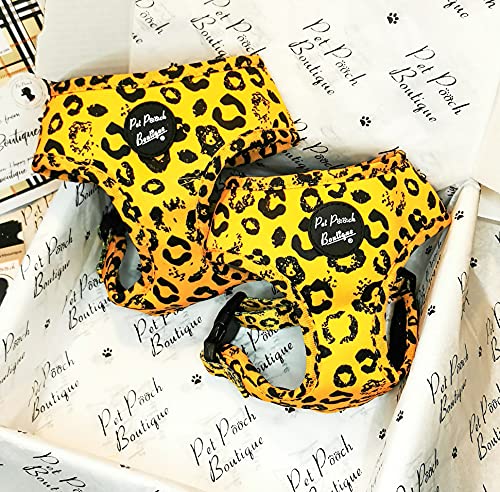 Pet Pooch Boutique Mustard Hundegeschirr, klassisch, Leopardenmuster, Größe L von Pet Pooch Boutique