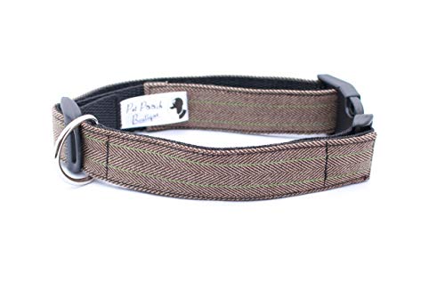 Pet Pooch Boutique Hundehalsband, Tweed, Größe M, Braun von Pet Pooch Boutique