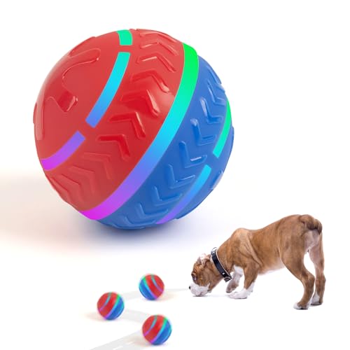 Pet Prime Aufladbarer selbstrollender Hundeball mit LED-Lichtern • Knautschfester & spritzwassergeschützter Spielball • 2 Intelligente Bewegungsmodi • Für Hunde Aller Größen von Pet Prime