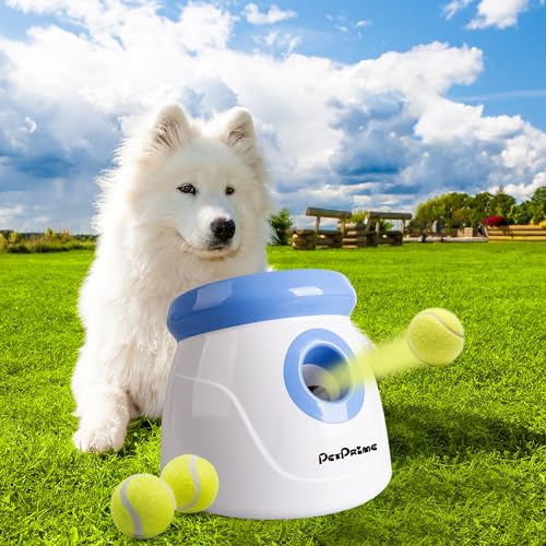 Pet Prime Automatischer Ballwerfer, Hunde Ball Interaktive Ballwurfmaschine 3 2" Tennisbällen Inklusive, für Kleine und mittlere Hunde von Pet Prime