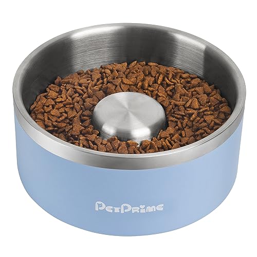 Pet Prime Edelstahlnapf für langsames Fressen, rutschfest, auslaufsicher, Metall, langsames Fressen, Dringking, gewichteter Napf, Katzen, Haustierfutter, Wassernapf, Fütterung für große, mittelgroße von Pet Prime