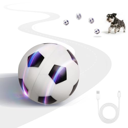 Pet Prime Interaktiver Spielball für Hunde mit 2 Spielmodi Typ-C Ladung Intelligenter Sensor Hundespielzeug Ball Fußball-Design 8cm Robustes Sicher & Wasserfest für Indoor/Outdoor (Fußball) von Pet Prime
