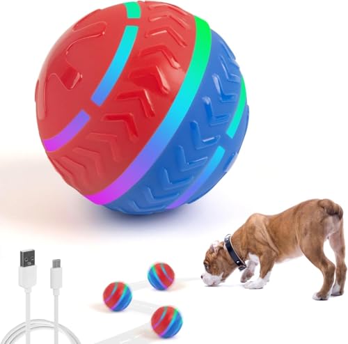 Pet Prime Interaktives Hunde Ball Spielzeug, Strapazierfähiger Automatisch Rollender Ball mit LED-Leuchten, Hundespielzeug Ball mit USB Wiederaufladbar für kleine mittlere große Hunde von Pet Prime