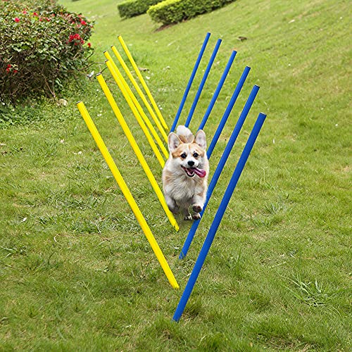 Pet Prime Outdoor Hund Hindernis Agility Training Übung Ausrüstung Kit Hund Agility Ausrüstung Set - 12PCS Weave Pole Set von Pet Prime