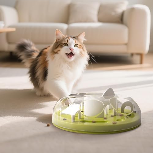 PetPrime Interaktiver Katzen-Puzzle-Futterspender, Anreicherungsspielzeug für Indoor-Katzen, Slow Feeder Treat Puzzle Spielzeug, Stimulationsspielzeug für gelangweilte erwachsene Katzen von Pet Prime