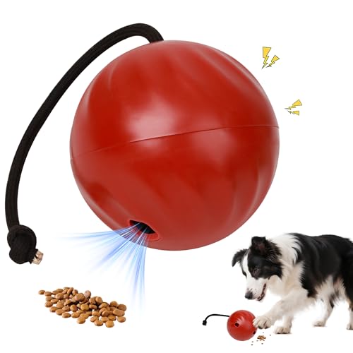pet prime Interaktiver Hundespielzeugball, Aktiver Rollball, Leckerli-Dosierung mit Kichern-Sound, Wackeldesign mit Seilhunden von Pet Prime