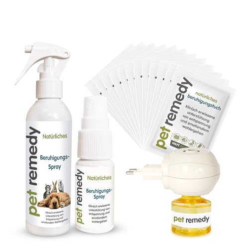 Pet Remedy All in One Beruhigungsset – Duftstecker & Mini-Spray gegen Stress bei Haustieren I Natürliches Anti-Stress Set für Hunde, Katzen & Kleintiere I pH-neutral & klinisch getestet von Pet Remedy