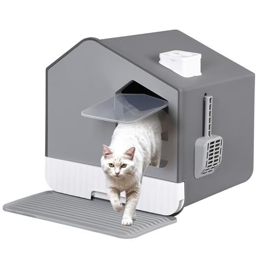 Extra große, geschlossene Katzentoilette mit Matte und Streuschaufel, geruchlose Katzentoilette, spritzwassergeschützt, Katzentoilette mit Kapuze Extra große, geschlossene Katzentoilette mit Matte und Streuschaufel, geruchlose Katzentoilette, spritzwassergeschützt, Katzentoilette mit Kapuze von Pet Republic