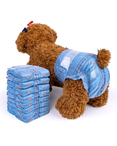 Haustier weich Weiblich Windeln supersaugfähig Denim Jeans Haustier Einwegwindel Cowboystil Welpen Hundewindeln 3 Taschen 24 Stück von Pet Soft