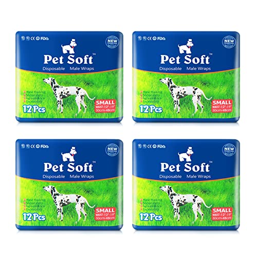 Pet Soft Hundewindel für Rüden, Einweg-Windel für Rüden, Rüdenwindeln, Super saugfähig und auslaufsicher (S, 48) von Pet Soft