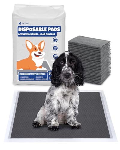 Pet Soft Einwegtrainingsunterlagen Welpenunterlagen, Super Saugfähig Trainingspads für Hunde und Welpen, Inkontinenzunterlage Einweg mit Kohlenstoff zur Geruchskontrolle (60 * 60 cm,30 Stück) von Pet Soft