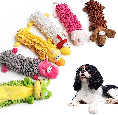 Pet Soft Hundespielzeug, Quietschspielzeug für Hunde, 6 Stück No-Stuffing Hundespielzeug, Tauziehen Quietschendes Hundespielzeug mit Knitterpapier (6 Stück) von Pet Soft