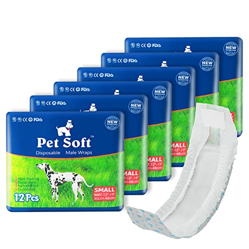 Pet Soft Hundewindeln - Wegwerfwindeln für Hunde Hundewindeln, superabsorbierende Hundewindeln für Hunde & Katzen Harninkontinenz Small 72count (S (12'-19')) von Pet Soft