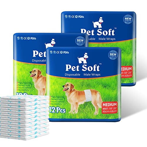 Pet Soft Hundewindeln - Einwegwindeln für Hunde Hundewindeln, superabsorbierende Hundewindeln für Hunde & Katzen Harninkontinenz Medium 36count (M (18'-25')) von Pet Soft