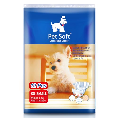 Pet Soft Einweg-Hundewindeln für Hündinnen 12 Stück, Hochsaugfähige Katzen Hunde Windeln für Hündinnen Inkontinenz, Läufigkeit, Harnwege von Pet Soft