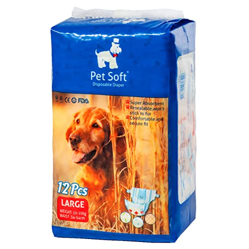 Pet Soft Einweg-Hundewindeln für Hündinnen 36 Stück, Hochsaugfähige Katzen Hunde Windeln für Hündinnen Inkontinenz, Läufigkeit, Harnwege(L, 36) von Pet Soft