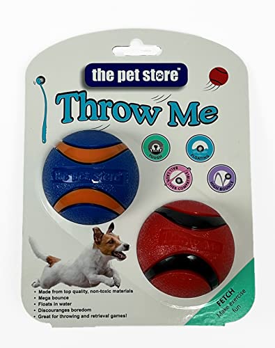The Pet Store Throw Me Ball Hundespielzeug, belastbarer Mega-Bounce Ball, kompatibel mit Launchern für Wurf- und Apportierspiele, fördert gesunde Bewegung für Ihren Hund, Blau/Orange und Rot/Schwarz von The Pet Store