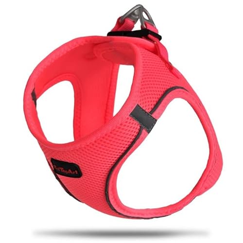 PetTagArt Air Mesh Step-In Hundegeschirr, Hundegeschirr Air Mesh extra leicht & weich in verschiedenen Größen (M, Neon Rosa) von Pet Tag Art