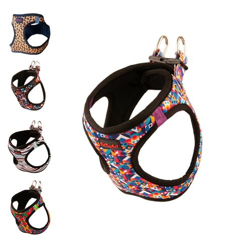 PetTagArt Air Mesh Step-In Hundegeschirr, Hundegeschirr Air Mesh extra leicht & weich in verschiedenen Größen und Sonderfarben (L, Geometric) von Pet Tag Art