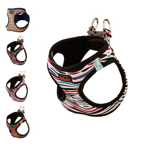 PetTagArt Air Mesh Step-In Hundegeschirr, Hundegeschirr Air Mesh extra leicht & weich in verschiedenen Größen und Sonderfarben (XL, Zebra) von Pet Tag Art