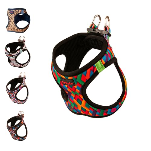PetTagArt Air Mesh Step-In Hundegeschirr, Hundegeschirr Air Mesh extra leicht & weich in verschiedenen Größen und Sonderfarben (XS, Colorful) von Pet Tag Art