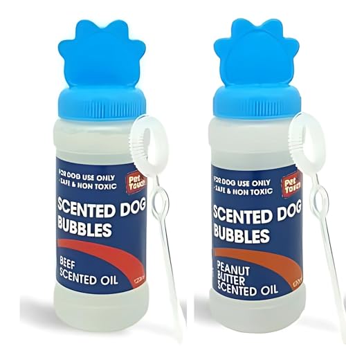 2 x 120 ml Blasblasen für Hunde (Erdnussbutter und Rind) von Pet Touch
