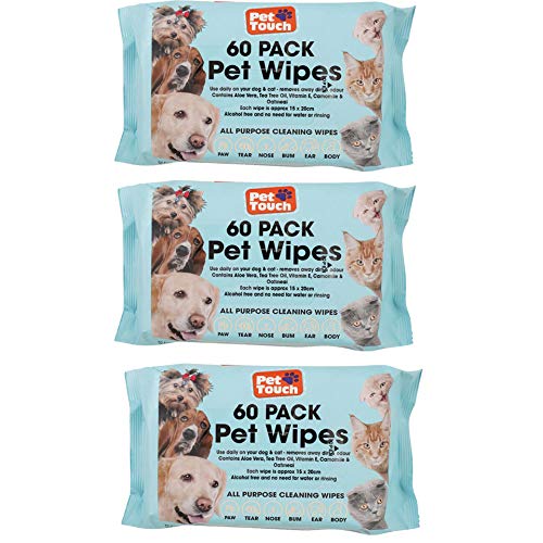 Pflegetücher für Haustiere und Katzen, desodorierend, hypoallergen, 180 Tücher von Pet Touch