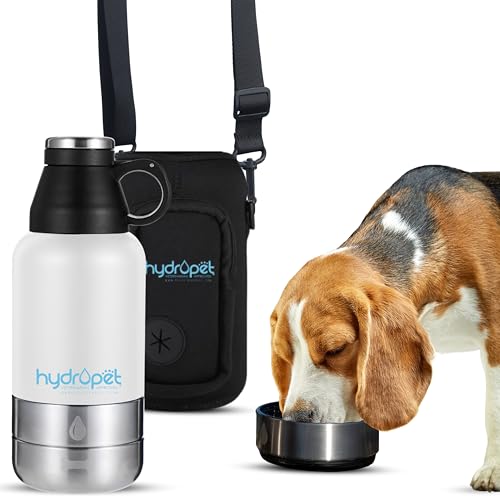 HydroPet Tragbare Wasserflasche & Futternapf Set, Edelstahl Reiseflasche mit Dual Bowls, Tragetasche & Gurt - Perfekt für Reisen, Spazierengehen, Wandern - Weiß, 907.2 g HydroPet Tragbare Wasserflasche & Futternapf Set, Edelstahl Reiseflasche mit Dual Bowls, Tragetasche & Gurt - Perfekt für Reisen, Spazierengehen, Wandern - Weiß, 907.2 g von Pet Vet PRODUCTS