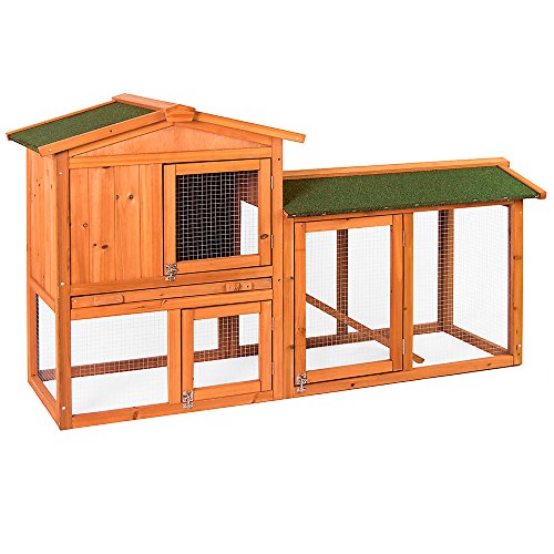 Pet Vida Home Discount Kaninchenstall aus Holz mit 2 Etagen, auch für Meerschweinchen, Tierkäfig mit Ausziehfächern von Pet Vida