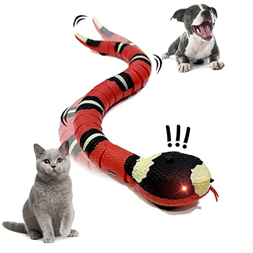 Pet2U Schlangen-Katzenspielzeug für Katzen, intelligente Erkennungsschlange, wiederaufladbar, erkennt automatisch Hindernisse und Flucht, realistisches S-förmiges bewegliches elektrosensorisches von Pet2U
