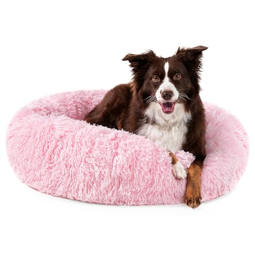 PetAmi Beruhigendes Hundebett für mittelgroße Hunde, rundes Donut-waschbares Haustierbett für Katzenwelpen, 76.2 cm, Anti-Angst-Katzenbett Kuschel, passt bis zu 20.4 kg, Rosa von PetAmi