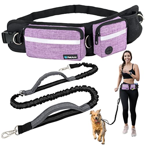 PetAmi Freihändige Hundeleine, Hundeleine, Gürteltasche zum Spazierengehen, Joggen, Hundetaille, doppelter Reißverschlussbeutel mit Kotbeutelspender, reflektierende Bungee-Leine, einzeln PetAmi Freihändige Hundeleine, Hundeleine, Gürteltasche zum Spazierengehen, Joggen, Hundetaille, doppelter Reißverschlussbeutel mit Kotbeutelspender, reflektierende Bungee-Leine, einzeln von PetAmi