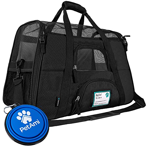 PetAmi Haustier-Reisetasche mit weichen Seiten, Premium-Airline-zertifiziert, belüftetes und komfortables Design mit Sicherheitsfunktionen, ideal für kleine bis mittelgroße Katzen, Hunde und Haustiere von PetAmi