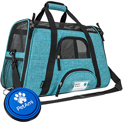 PetAmi Hochwertige Transporttasche für Haustiere, Fluggesellschaften zugelassen, weiche Seiten, ideal für kleine bis mittelgroße Katzen, Hunde und Haustiere, belüftet, groß, Heideblau PetAmi Hochwertige Transporttasche für Haustiere, Fluggesellschaften zugelassen, weiche Seiten, ideal für kleine bis mittelgroße Katzen, Hunde und Haustiere, belüftet, groß, Heideblau von PetAmi