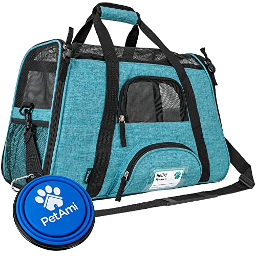 PetAmi Hochwertige Transporttasche für Haustiere, mit weichen Seiten, ideal für kleine bis mittelgroße Katzen, Hunde und Haustiere, komfortables Design mit Sicherheitsfunktionen (klein, Heideblau) von PetAmi
