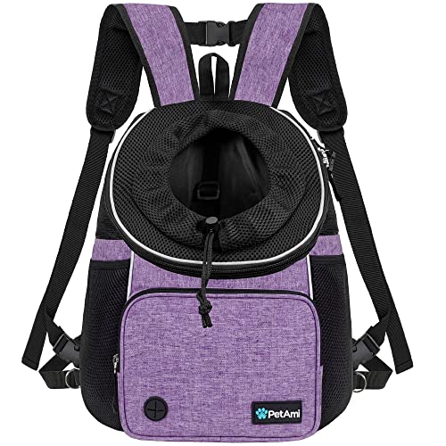 PetAmi Hunde-Tragetasche vorne, verstellbarer Hundetransport-Rucksack, belüfteter Hundetragetasche für Wandern, Camping, Reisen, kleine, mittelgroße Hundewelpen, max. 6.8 kg, Violett PetAmi Hunde-Tragetasche vorne, verstellbarer Hundetransport-Rucksack, belüfteter Hundetragetasche für Wandern, Camping, Reisen, kleine, mittelgroße Hundewelpen, max. 6.8 kg, Violett von PetAmi