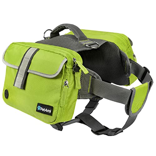 PetAmi Hunderucksack für Mittlere Große Hunde, Hundesatteltasche für Hunde zu tragen, Weste Hundesack für Reisen (Grün, Medium) von PetAmi