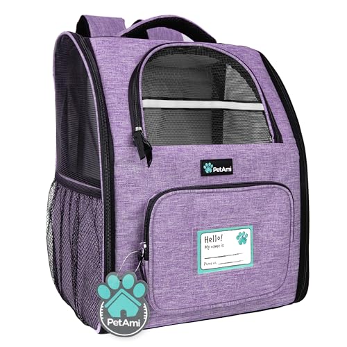 PetAmi Hunderucksack für kleine große Katze, Haustier, Welpen, belüfteter Haustier-Wanderrucksack, Reisetasche, von Fluggesellschaften zugelassener Katzenrucksack, Sicherheits-Rückenstütze, Camping, von PetAmi
