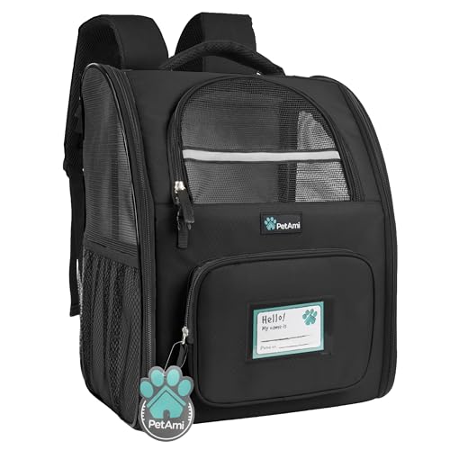 PetAmi Hunderucksack für kleine große Katze, Haustier, Welpen, belüfteter Haustier-Wanderrucksack, Reisetasche, von Fluggesellschaften zugelassener Katzenrucksack, Sicherheits-Rückenstütze, Camping, von PetAmi