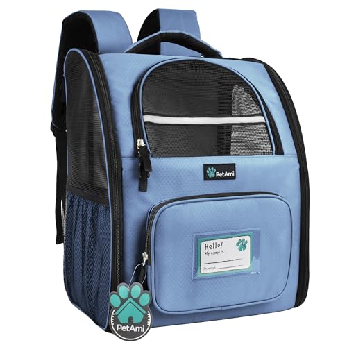 PetAmi Hunderucksack für kleine und große Katzen, Haustiere, Welpen, belüfteter Haustier-Wanderrucksack, Reisetasche, von Fluggesellschaften zugelassener Katzenrucksack, Sicherheits-Rückenstütze, von PetAmi