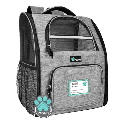 PetAmi Hunderucksack für kleine und große Katzen, Haustiere, Welpen, belüfteter Haustier-Wanderrucksack, Reisetasche, von Fluggesellschaften zugelassener Katzenrucksack, Tragetasche, Camping, von PetAmi