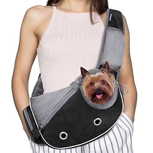 PetAmi Hundetragetasche für kleine Hunde, Welpen-Tragetasche, Hundetaschen für Reisen, Tragetasche zum Tragen mittlerer Katze, max. 4.5 kg, Schwarz von PetAmi