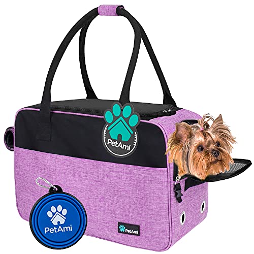PetAmi Hundetragetasche für kleine Hunde, von Fluggesellschaften zugelassen, weiche Seiten, Haustiertragetasche mit Taschen, belüftete Hundetragetasche, Welpen, Katze, Hunde-Reisezubehör, Tragetasche, von PetAmi