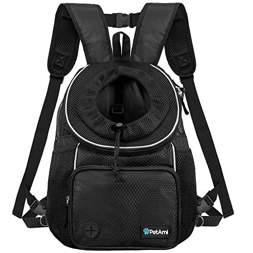 PetAmi Hundetragetasche vorne, verstellbarer Rucksack für Hunde, Haustier, Katzen, belüfteter Hundetragerucksack, für Wandern, Camping, Reisen, kleine mittelgroße Hunde, Welpen, max. 6.8 kg, Schwarz PetAmi Hundetragetasche vorne, verstellbarer Rucksack für Hunde, Haustier, Katzen, belüfteter Hundetragerucksack, für Wandern, Camping, Reisen, kleine mittelgroße Hunde, Welpen, max. 6.8 kg, Schwarz von PetAmi