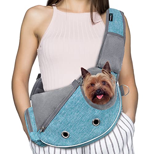 PetAmi Hundetragetuch für kleine Hunde, Welpentrage Sling Purse, Tasche Tragetasche zum Tragen mittlerer Katze, Verstellbare Crossbody Haustier Sling Travel, Atmungsaktives Mesh, Max 4.5 kg, Blau PetAmi Hundetragetuch für kleine Hunde, Welpentrage Sling Purse, Tasche Tragetasche zum Tragen mittlerer Katze, Verstellbare Crossbody Haustier Sling Travel, Atmungsaktives Mesh, Max 4.5 kg, Blau von PetAmi